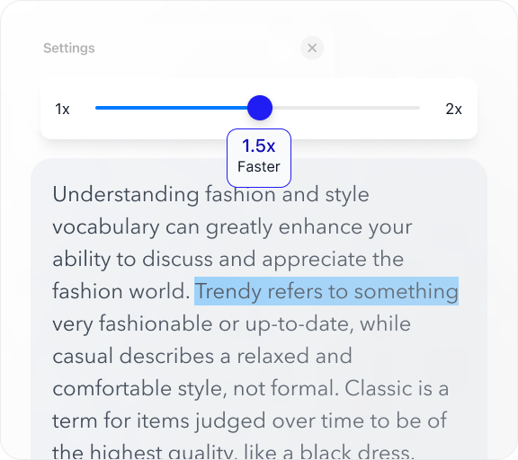 <strong class="text-linear">Adjust Reading Speed</strong>,<br/> Control the Pace